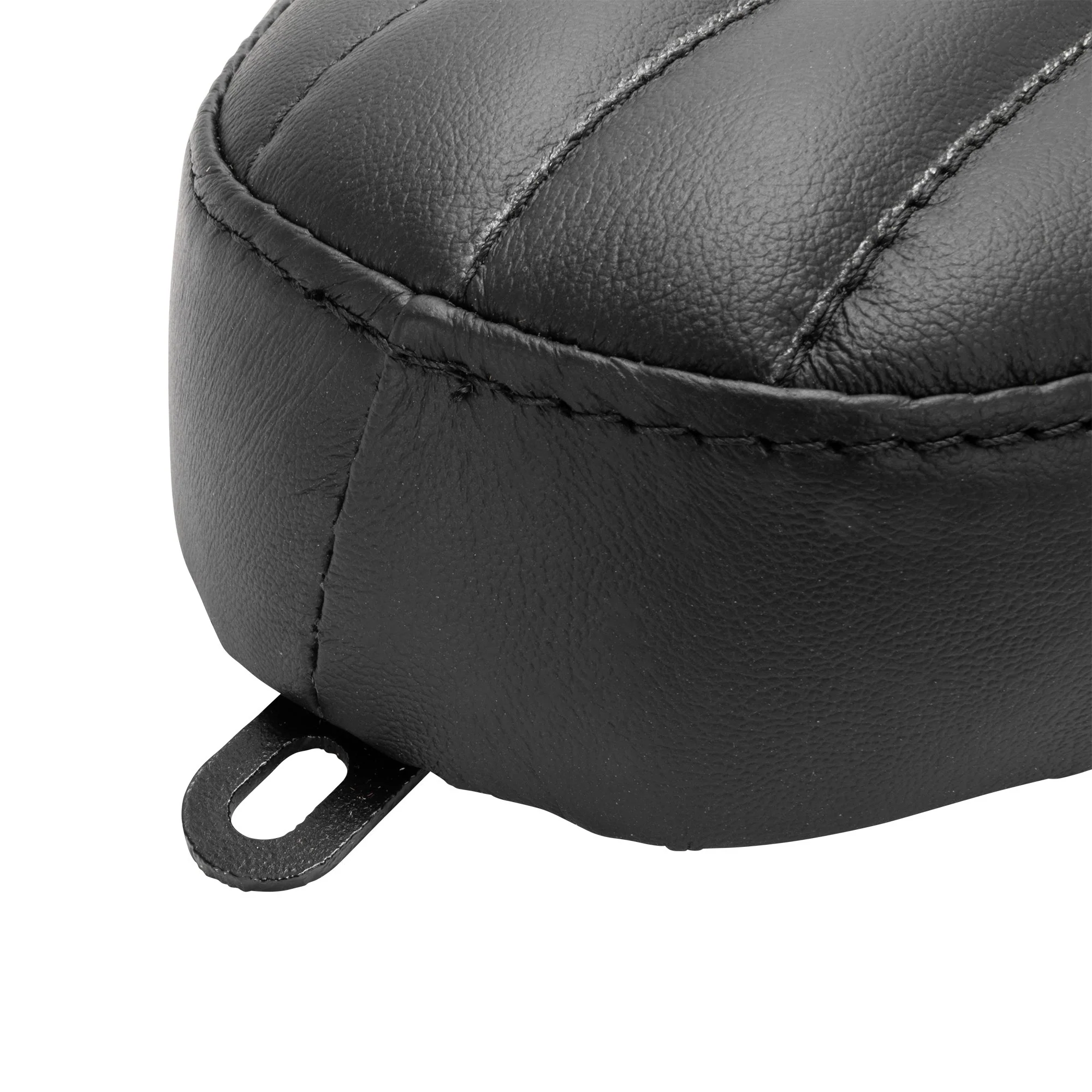 Cobra 2-Up Seat - Black Leather - Vertical Pleat - for Harley OEM Factory Rigid Frames - Image 5
