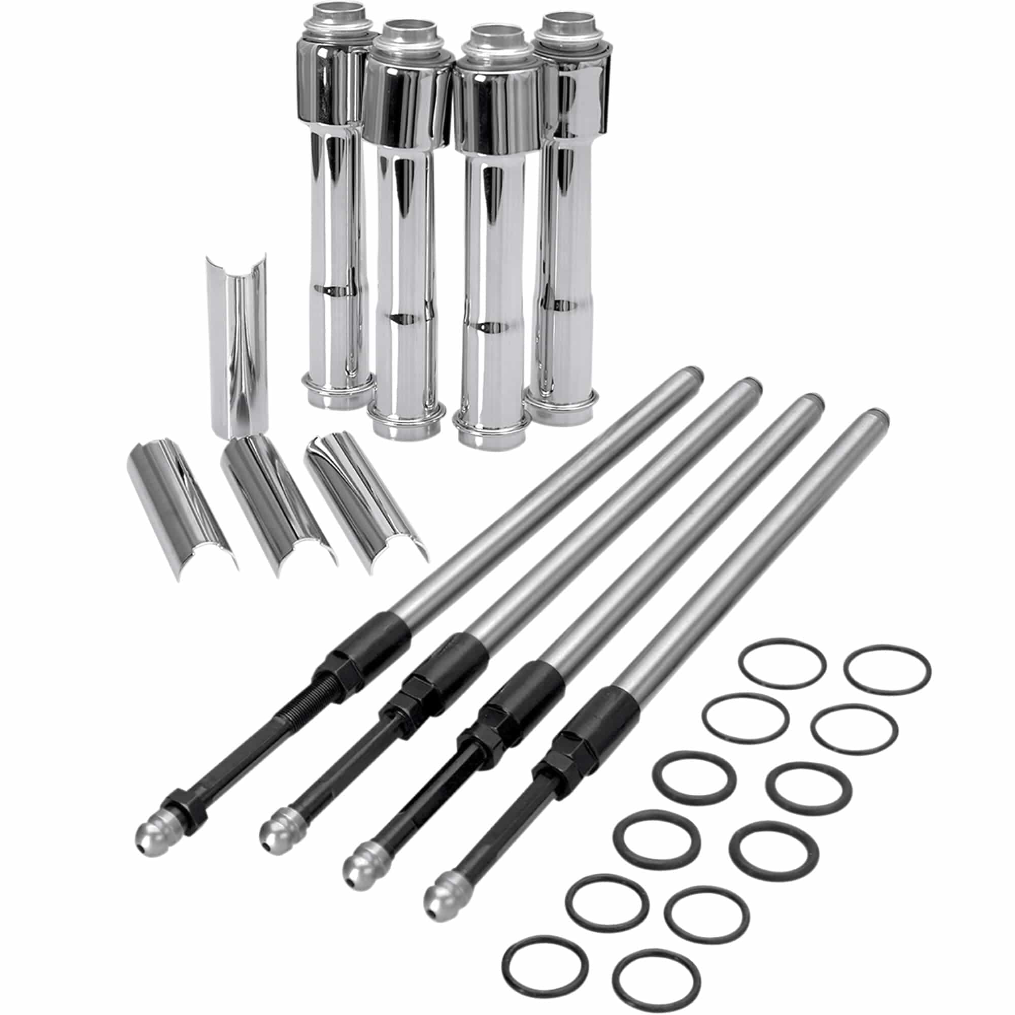 Quickee Adjustable Pushrod Set With Chrome Covers- 2004-2021 Harley-Davidson Sportster XL