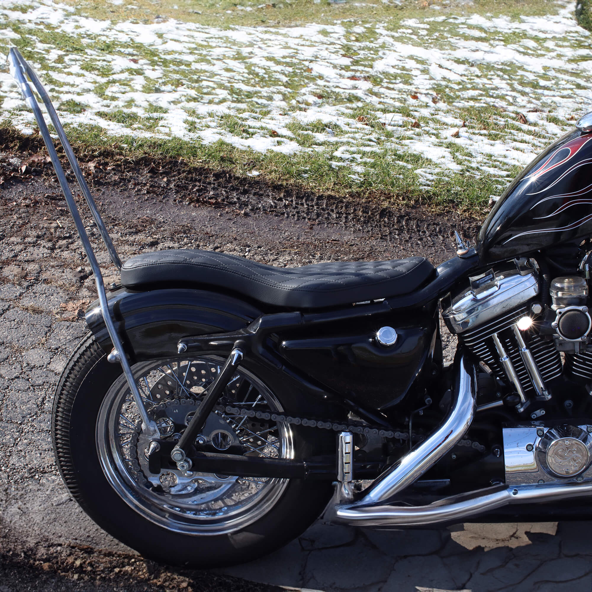 Skinny Style Seat - Black Vertical Pleat - 1982-2003 Harley-Davidson Sportsters - Image 4