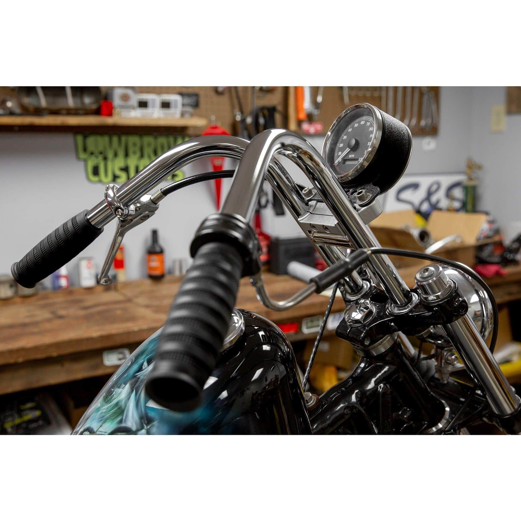 Speedometer Gauge Riser Mount for 1 inch T-Bar Handlebars - Black - Image 9