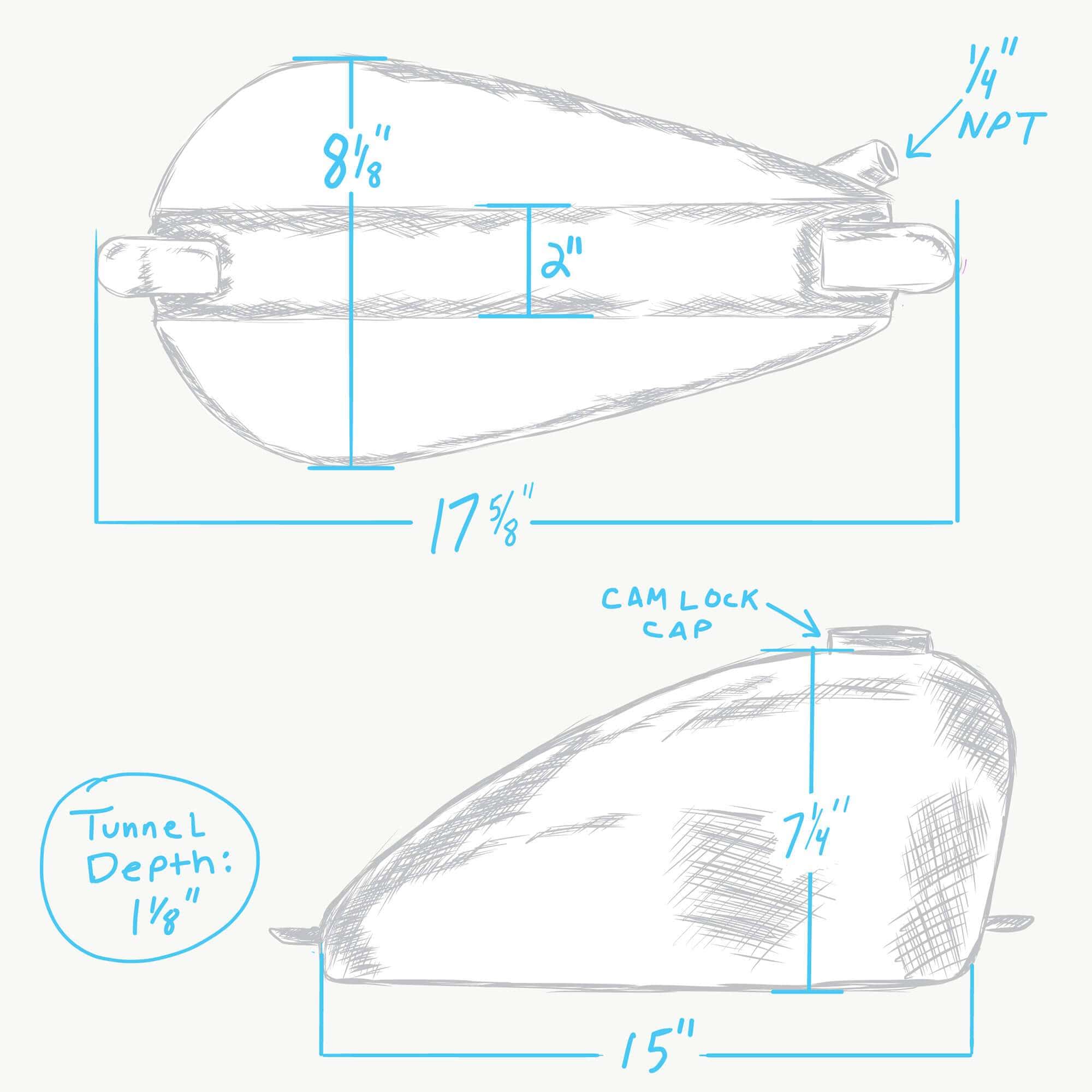 Sportster Style Frisco Mount Gas Tank - Narrow - 2.1 gallon - Image 4