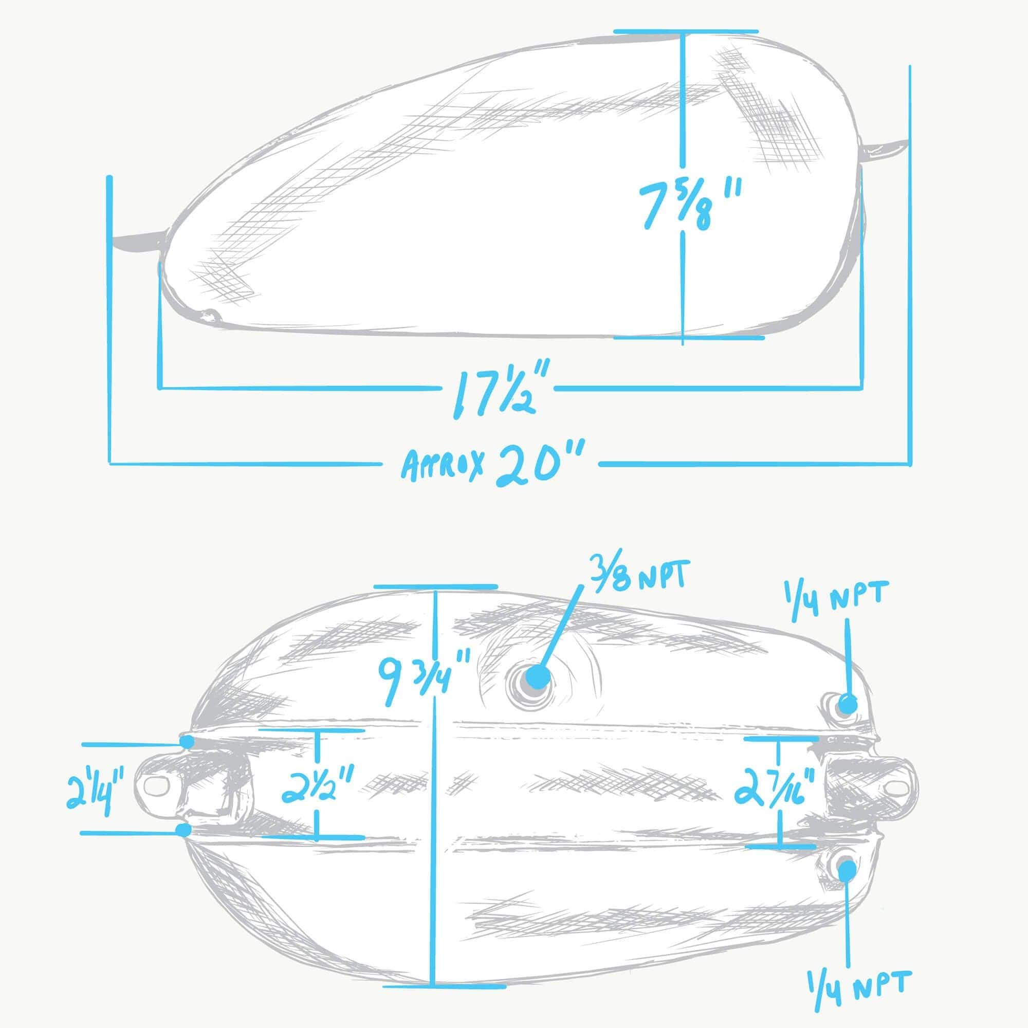 Super Banana Gas Tank - Mid Tunnel - 2.6 Gallon - Image 3
