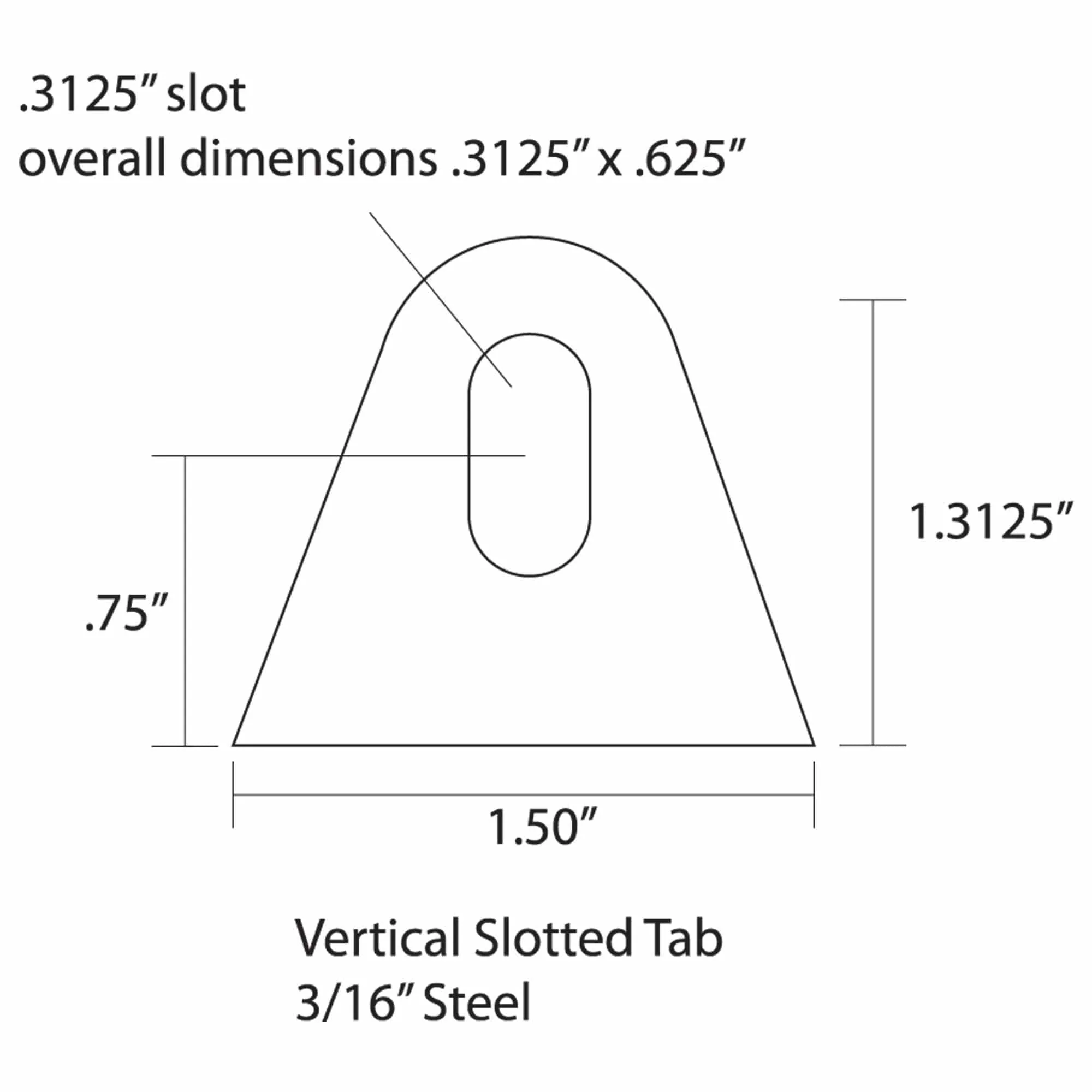 Tab #4 - Mild Steel Mounting Tabs 3/16 inch thick - 4 pack - Image 2