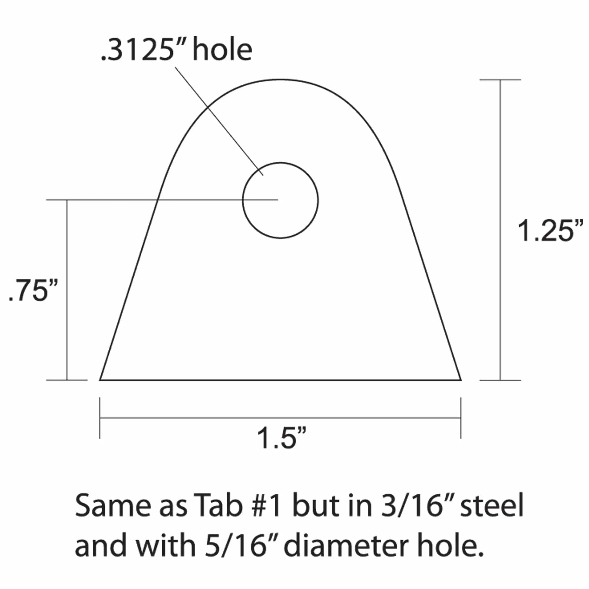 Tab #5 - Mild Steel Mounting Tabs 3/16 inch thick - 4 pack - Image 2