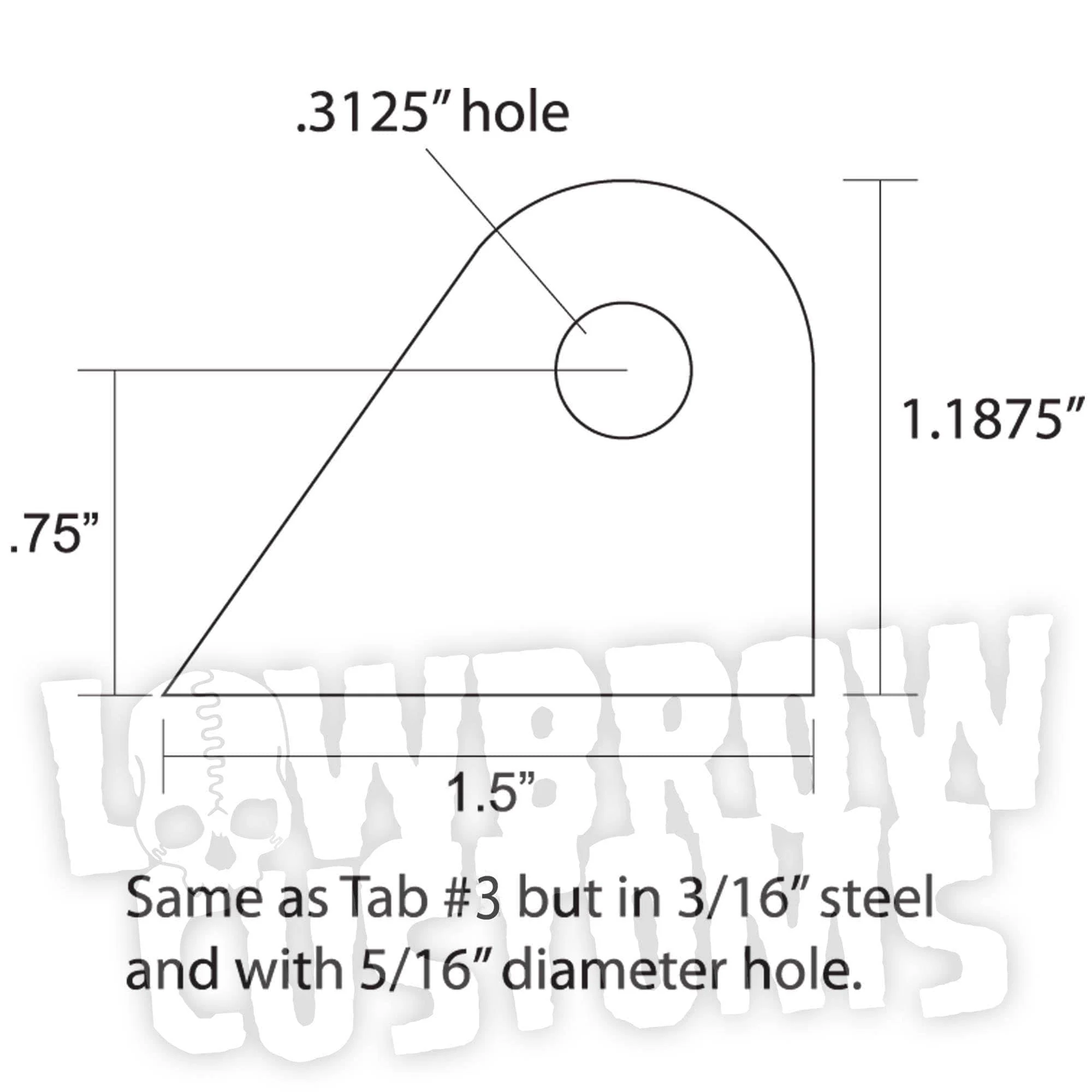 Tab #7 - Mild Steel Mounting Tabs 3/16 inch thick - 4 pack - Image 2