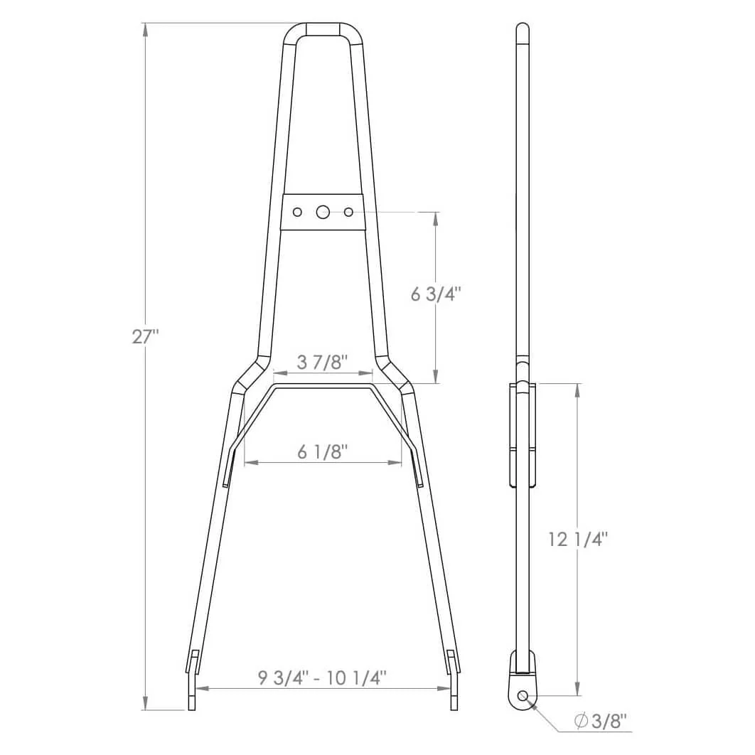 Chrome Square Top Sissy Bar - Flat Fender - Model A Tail Light - Image 3