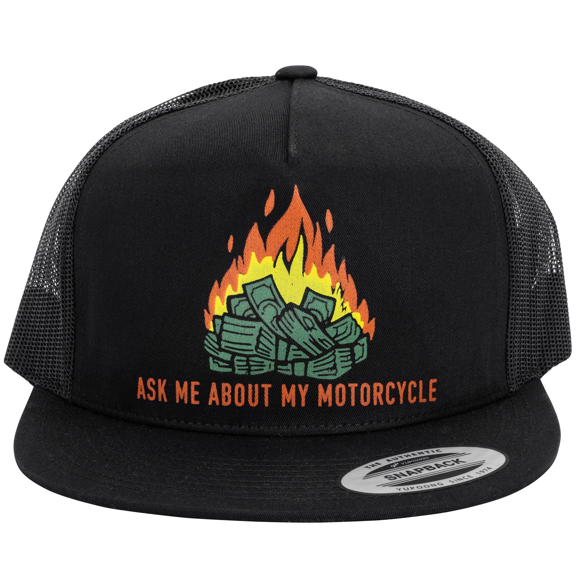 Ask Me About My Motorcycle Snap Back Hat - Image 2