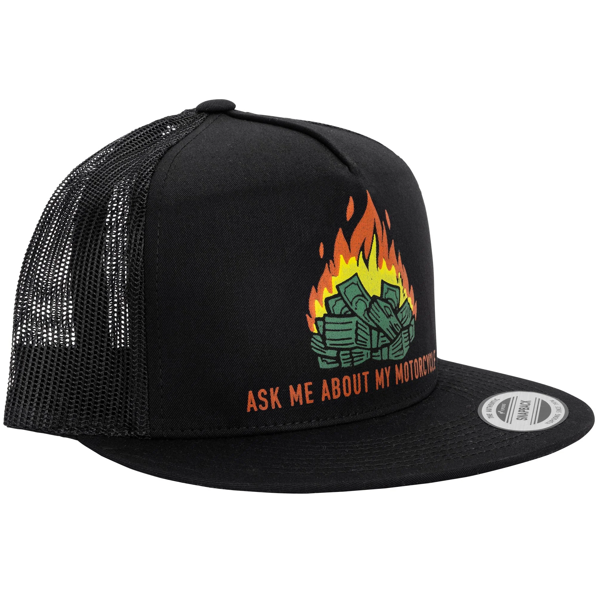 Ask Me About My Motorcycle Snap Back Hat - Image 4