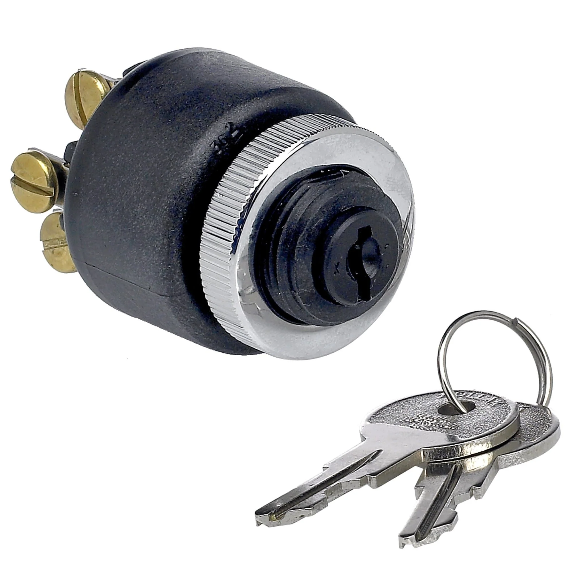 Weatherproof Starter Ignition Key Switch - Chrome Bezel