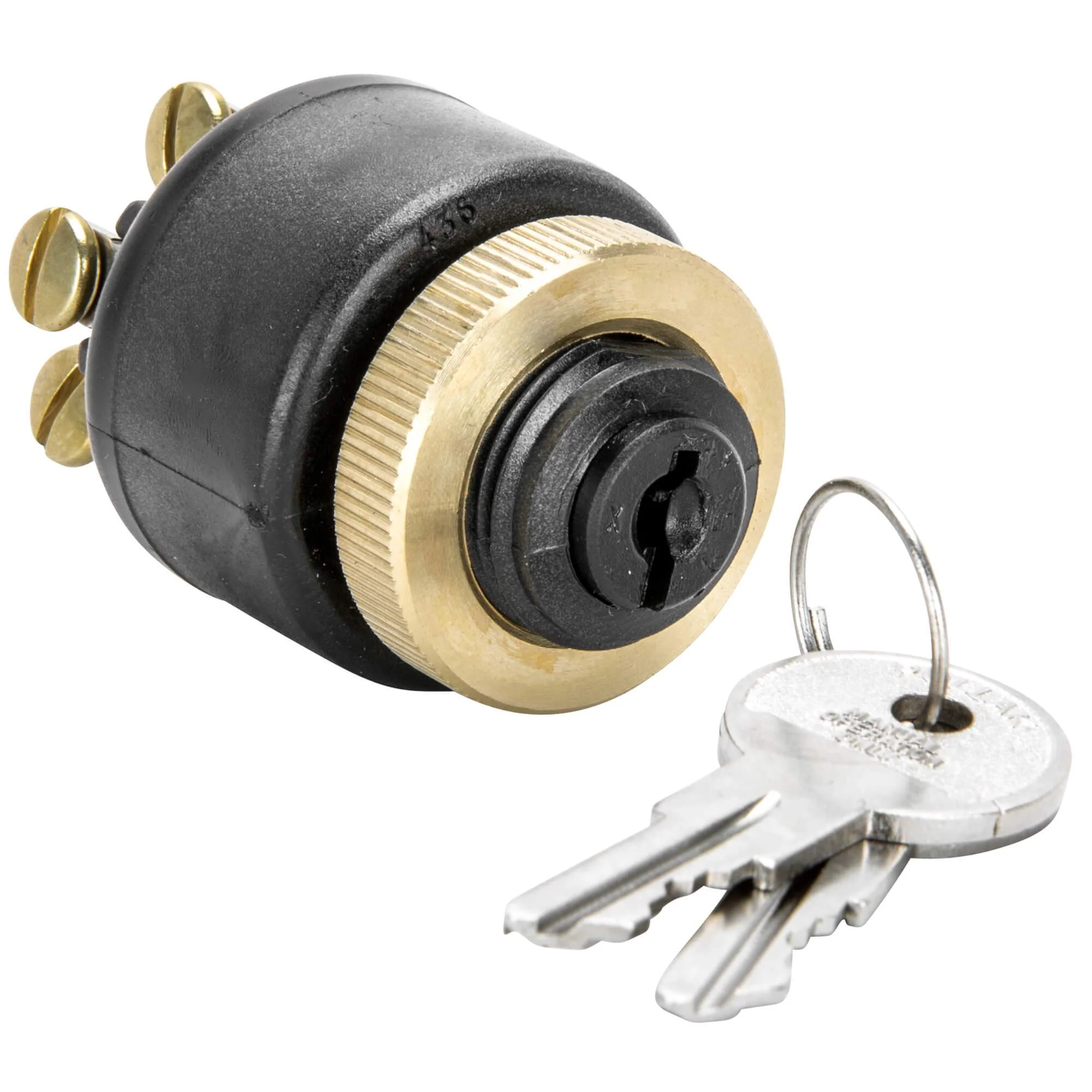 Weatherproof Starter Ignition Switch - Brass Bezel