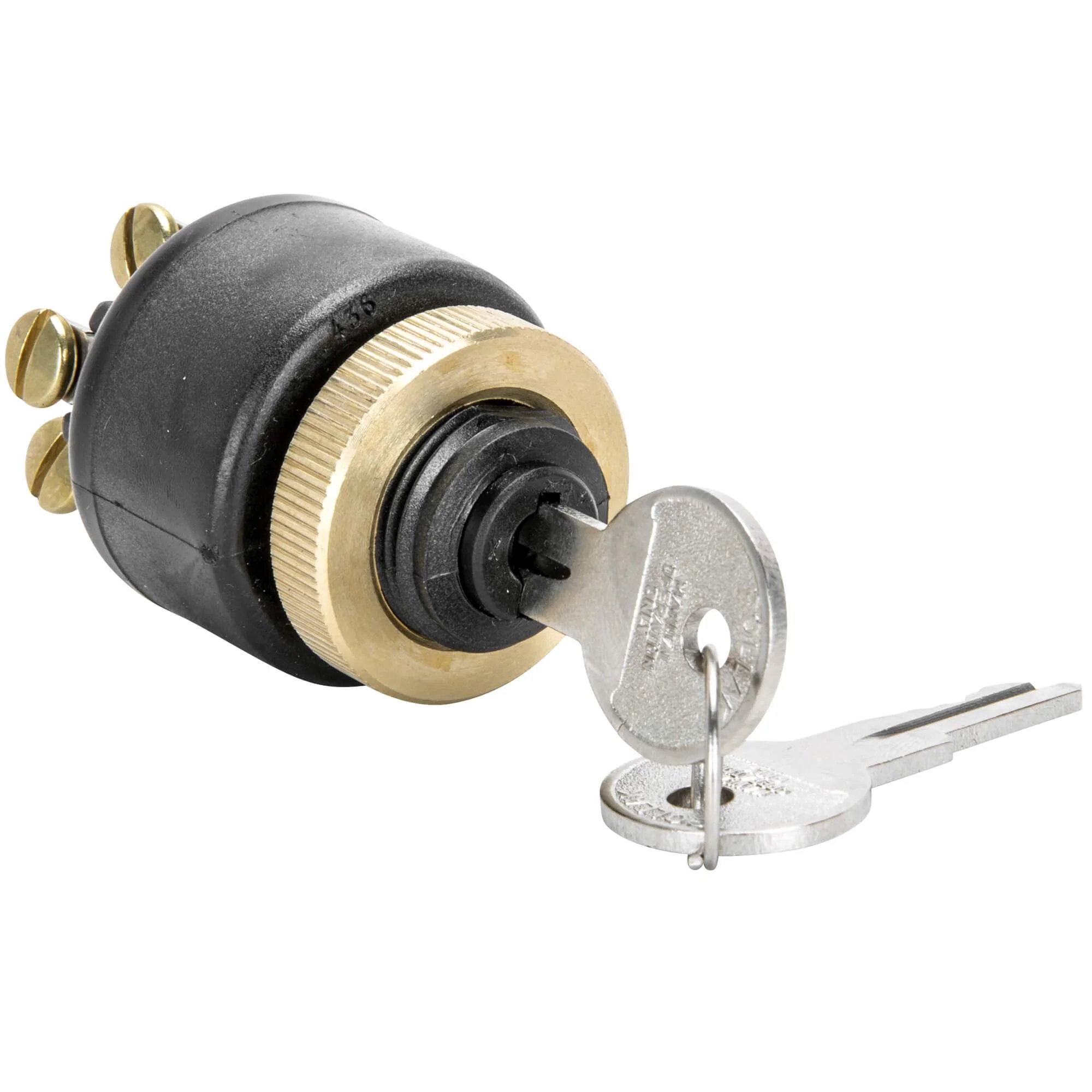 Weatherproof Starter Ignition Switch - Brass Bezel - Image 2
