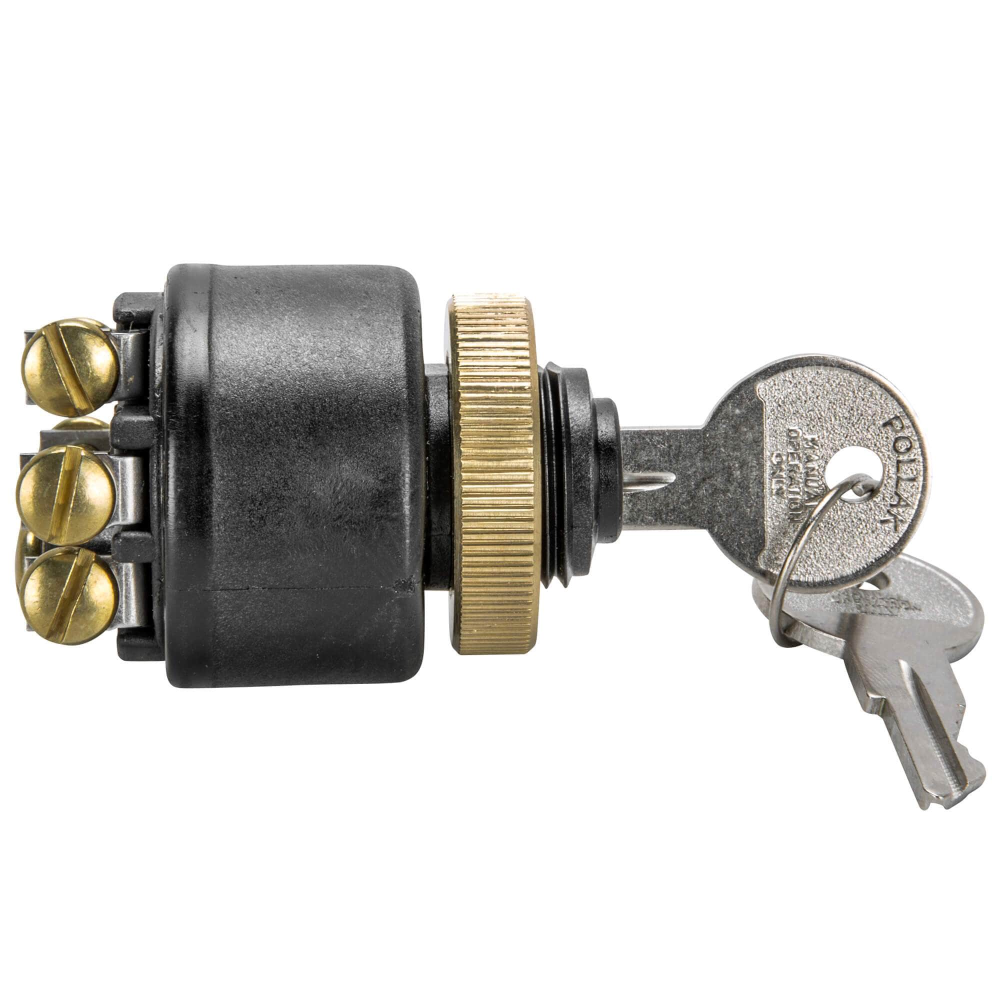Weatherproof Starter Ignition Switch - Brass Bezel - Image 3