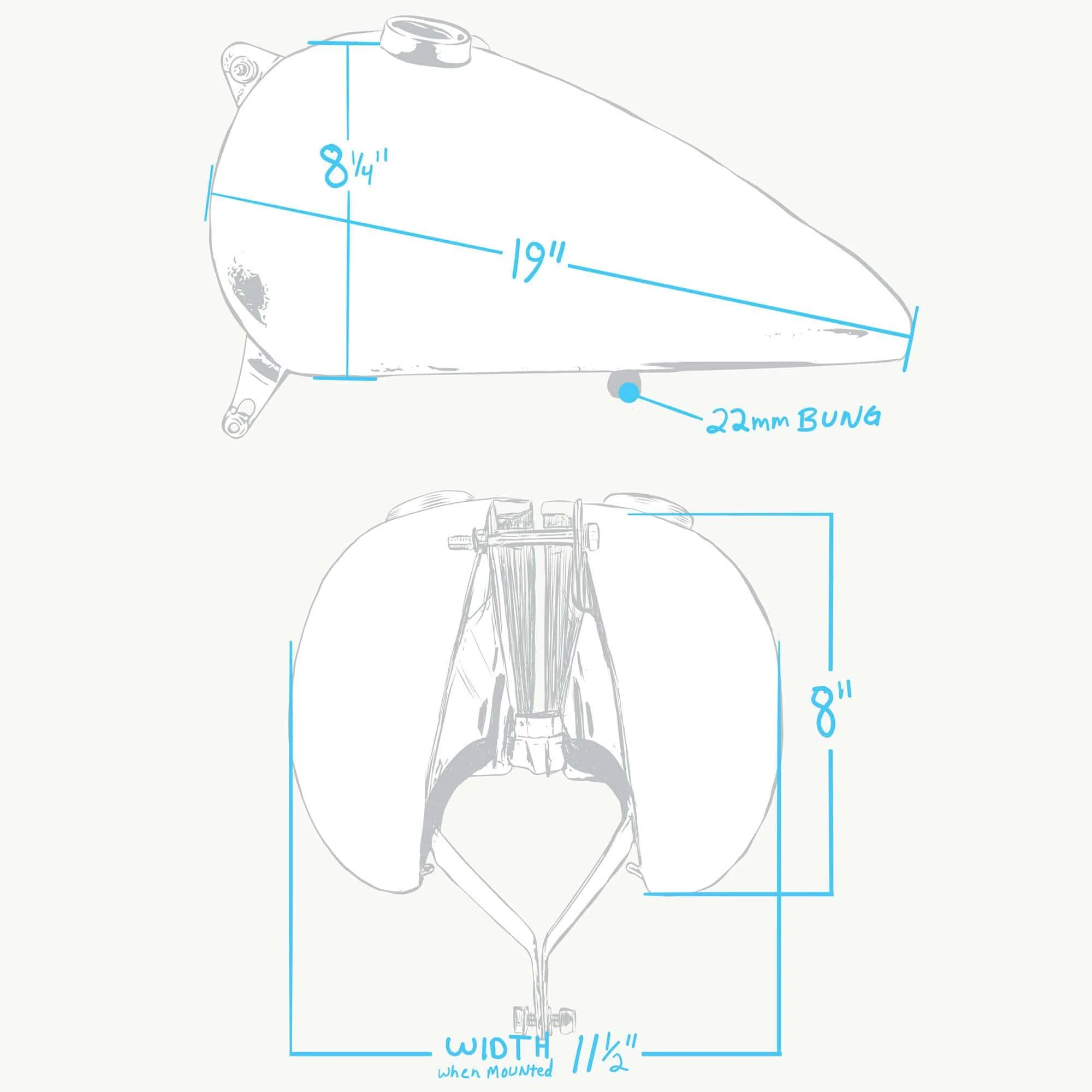 WX Split Gas Tanks - Bolt-On for 1936 - 1984 Big Twin Harley-Davidsons - 2.25 gallon - Image 3